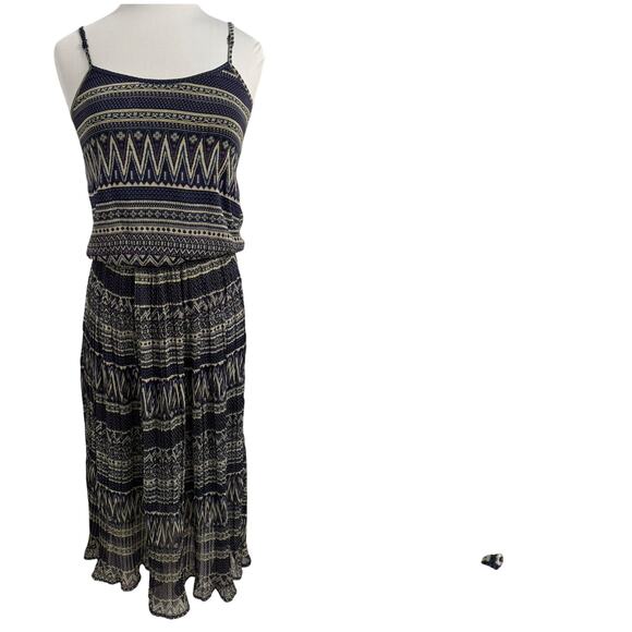 Lucca Couture Women's S Boho Sheer Pleated Adjustable Blouson Dress Coastal - Picture 1 of 9